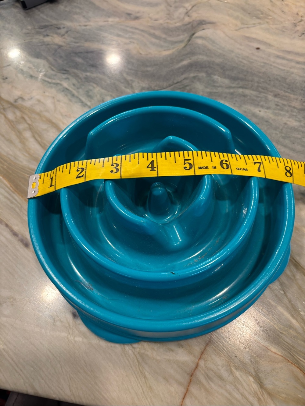 Slow Feeder Pet Bowl in Teal Blue - Durable Non-Slip Design, 8”